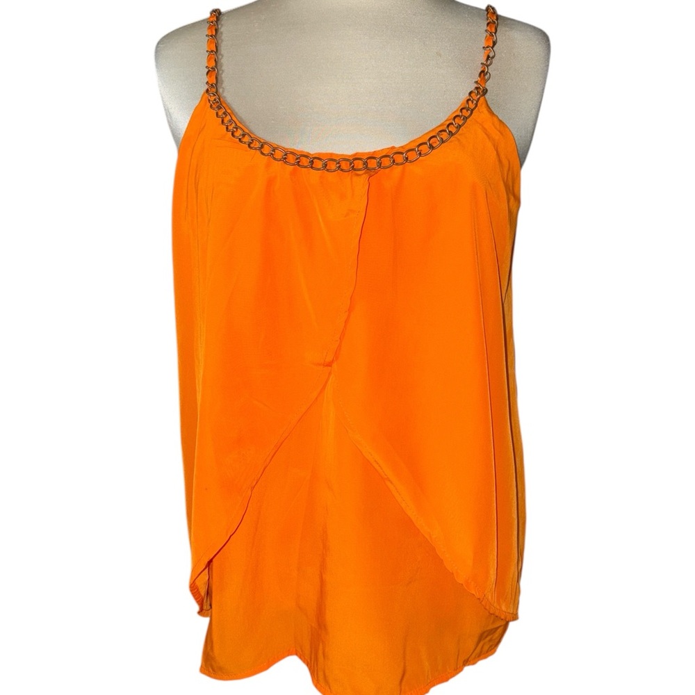 IKY Love Me blouse adj metal/fabric spaghetti straps  drape front size small NWT